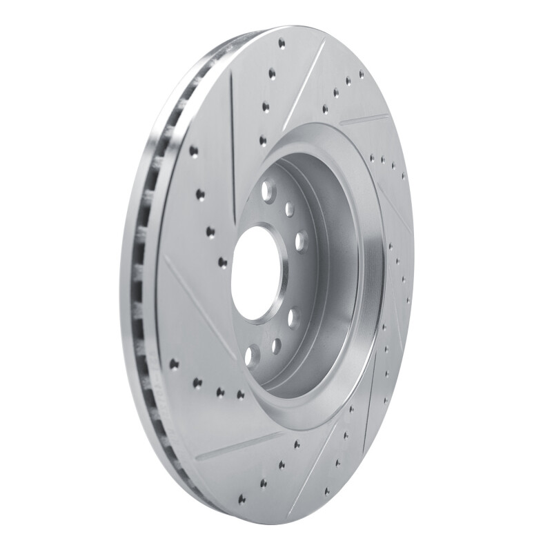 Jeep Grand Wagoneer Brake Rotor (1) - Front Right - R1 Concepts - Drilled & Slotted - Silver - `21-`25